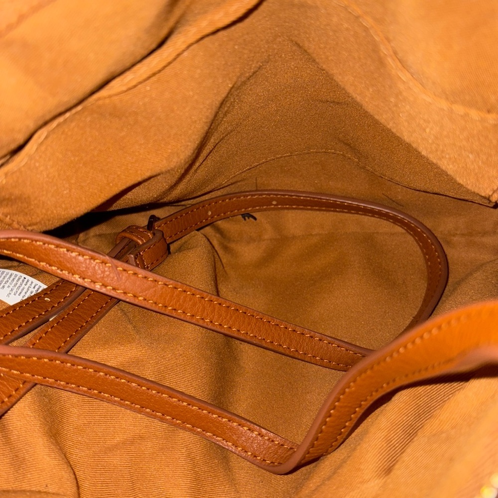 Brown leather mini tote with Crossbody strap